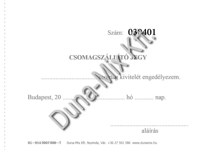 Csomagszállító jegy